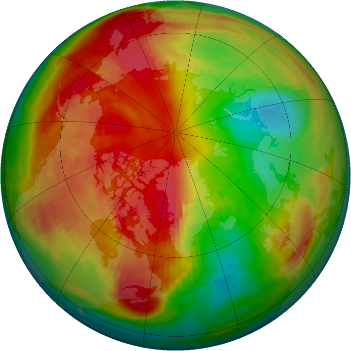 Arctic ozone map for 22 February 1984